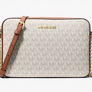 Michael Kors Jet Set Large Printed Logo Crossbody (vanilla)